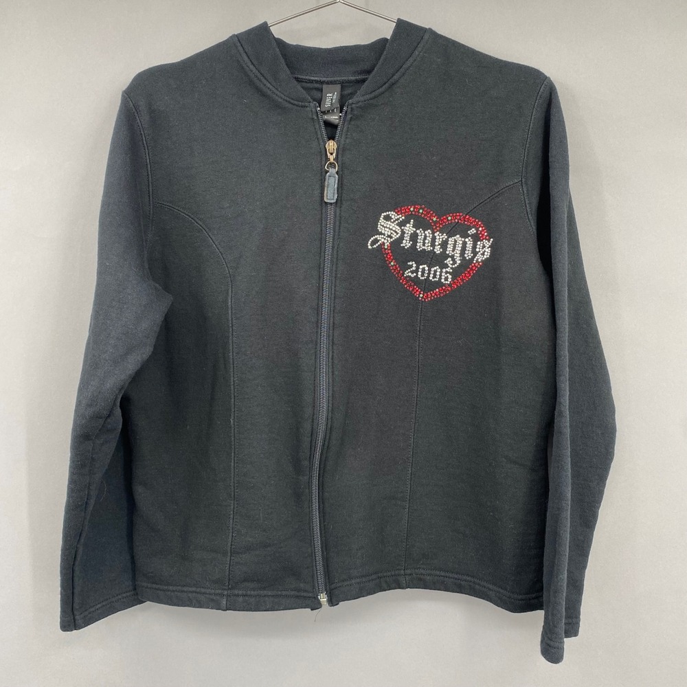 Y2K 2006‎ Sturgis Rhinestone Heart Zip Up Sweatshirt Womens Large
Motorcycle